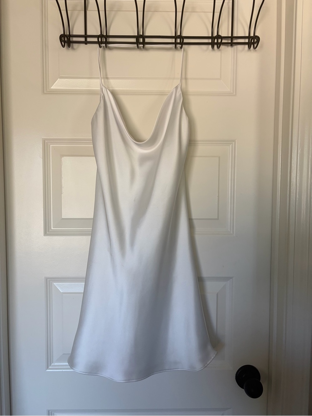 Zara White Satin Cowl Neck Slip Dress